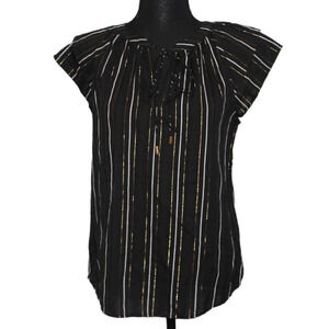 Ann Taylor‎ Women's Tunic Top Black Gray/Silver Metallic Stripes Size XS NWT